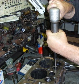 Broaching the K lines to flare them into the block and hold them in place Broaching the K lines to flare them into the block and hold them in place