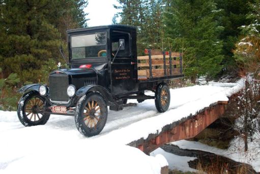 1927 Model TT Ford Truck in snow