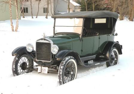 1927 Model T Ford Tourer in snow