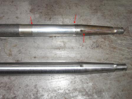 Axle comparison, note the wear!